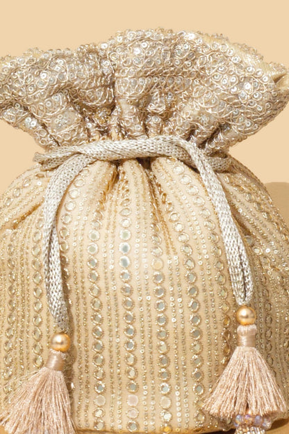 YARI EMBROIDERED BASE POTLI - GOLD