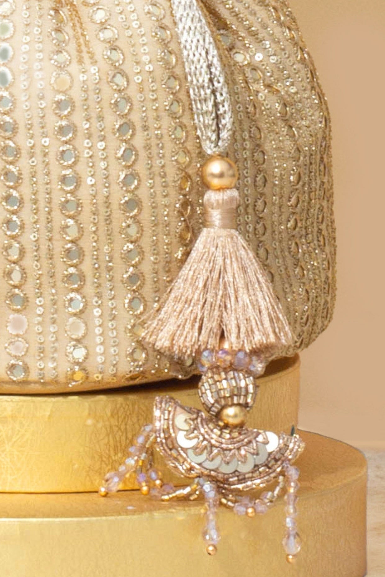 YARI EMBROIDERED BASE POTLI - GOLD
