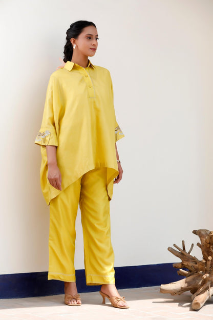 YELLOW PANT SET - White Maison de Couture