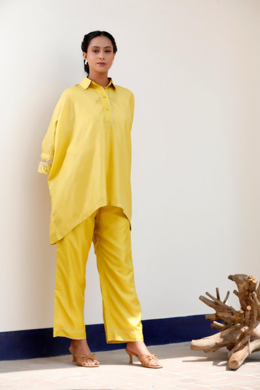 YELLOW PANT SET - White Maison de Couture