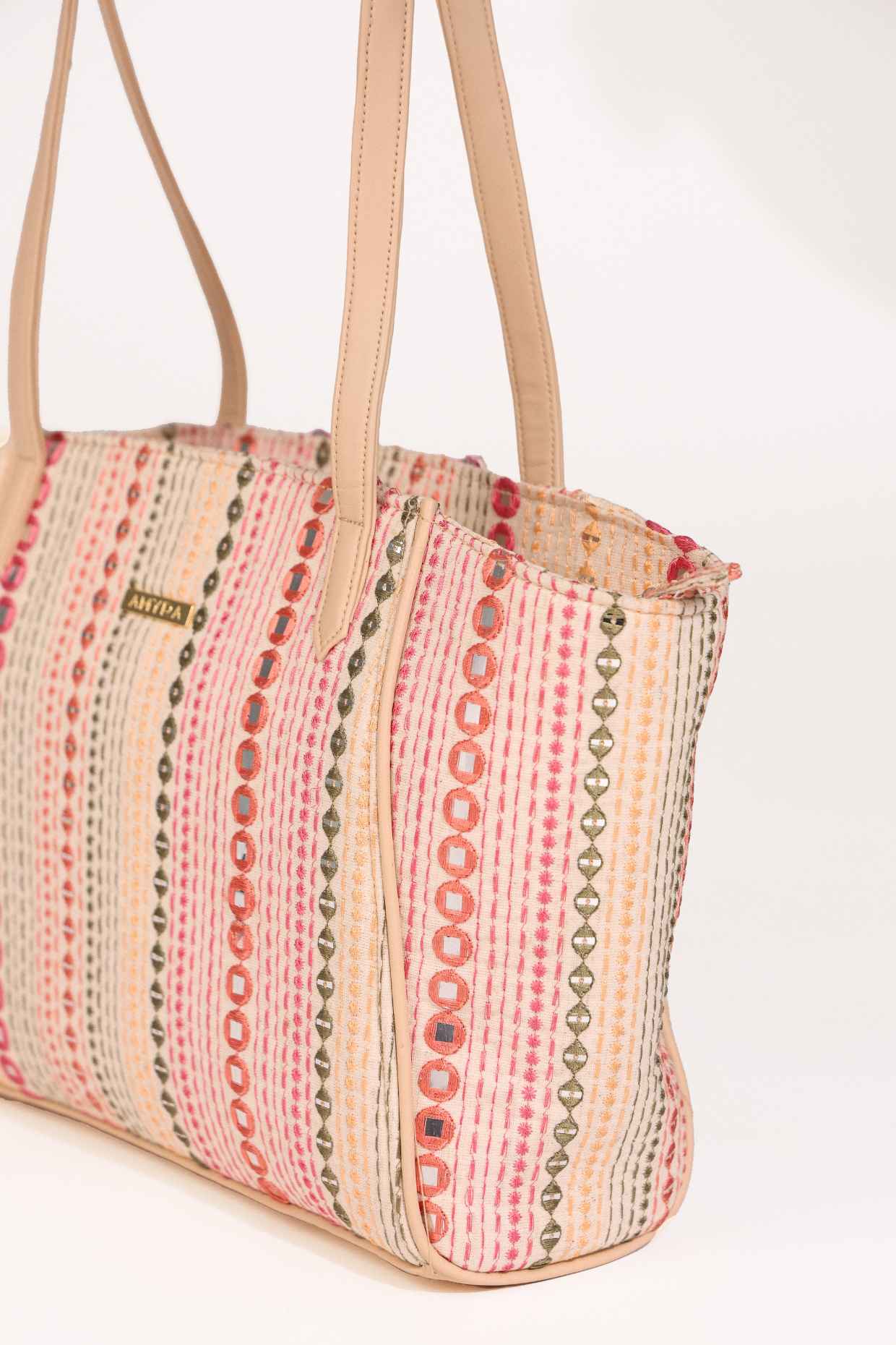 ZOEY EMBROIDERED MULTICOLOR TOTE BAG - White Maison de Couture