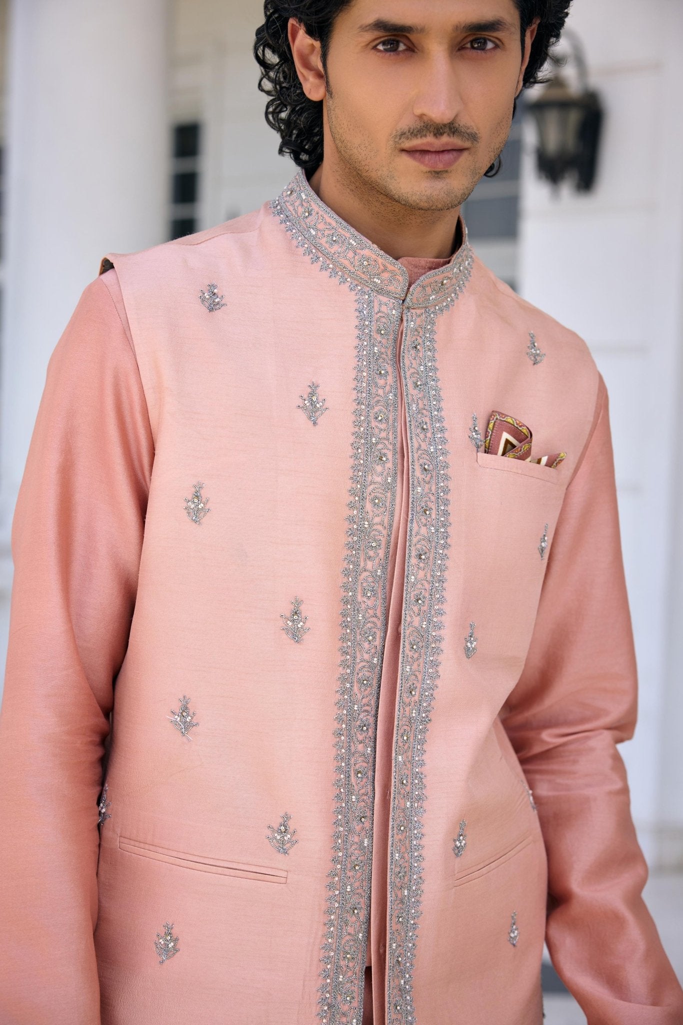 ZUNAID BANDI SET - White Maison de Couture
