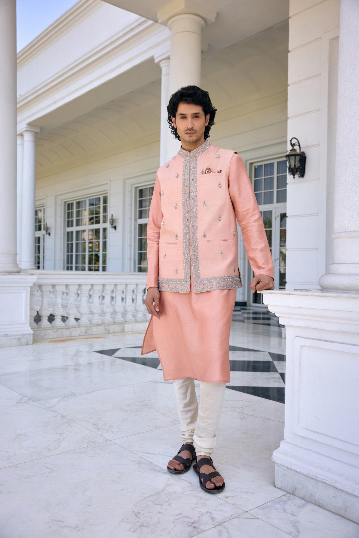 ZUNAID BANDI SET - White Maison de Couture