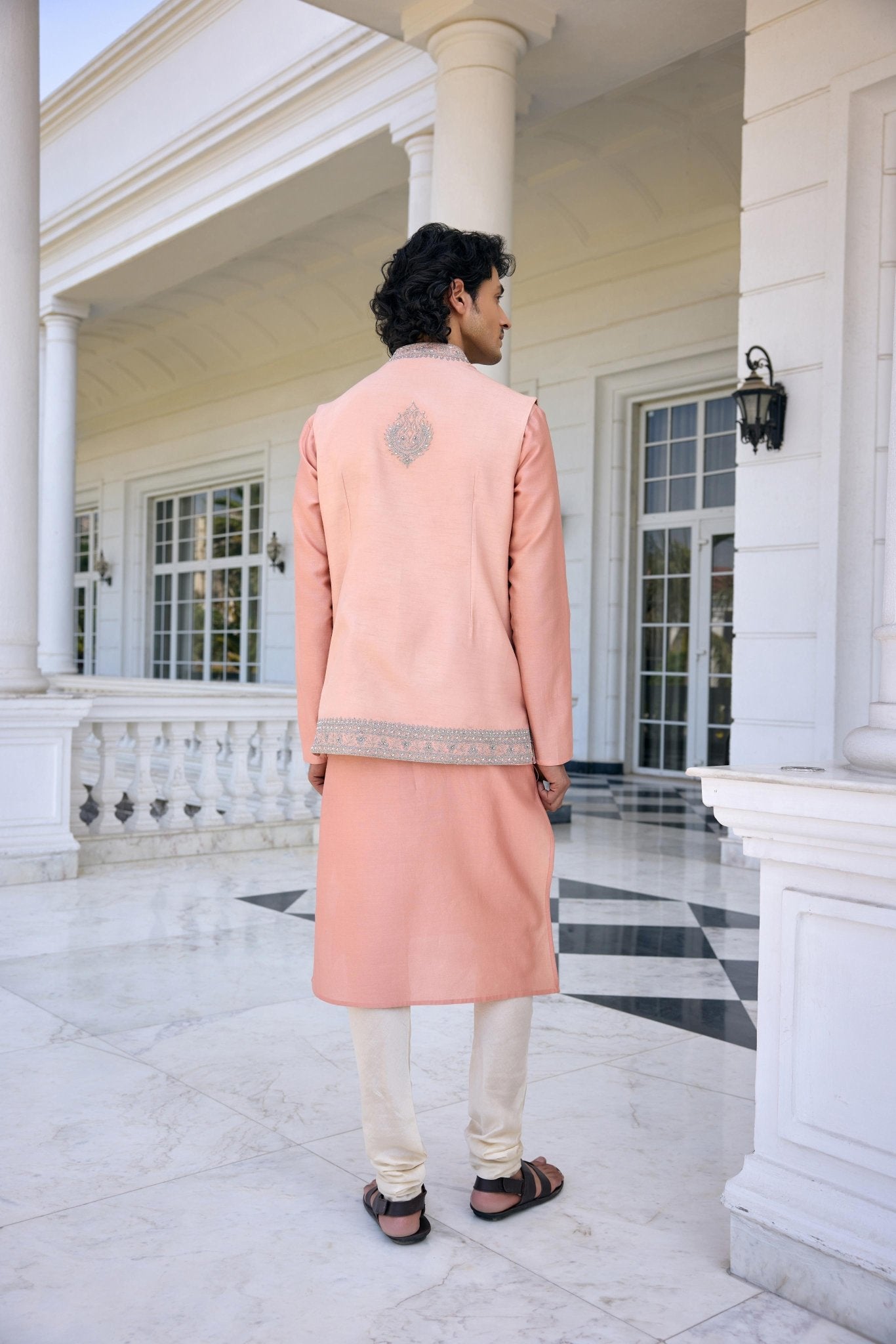 ZUNAID BANDI SET - White Maison de Couture