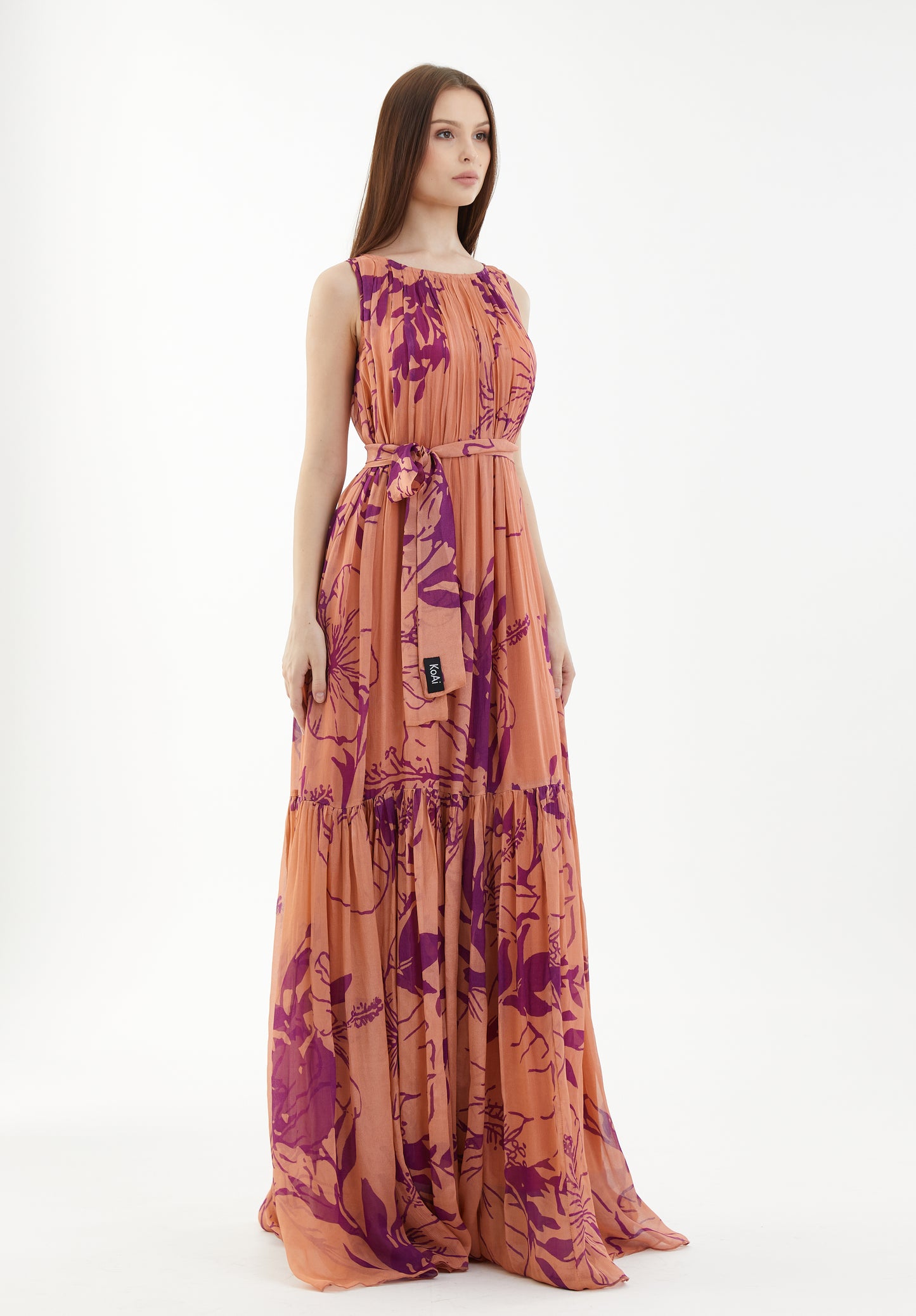 FLORAL SLEEVELESS LONG DRESS