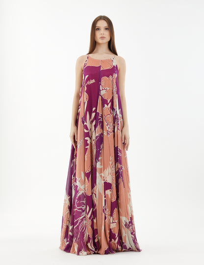 FLORAL SPAGHETTI LONG DRESS