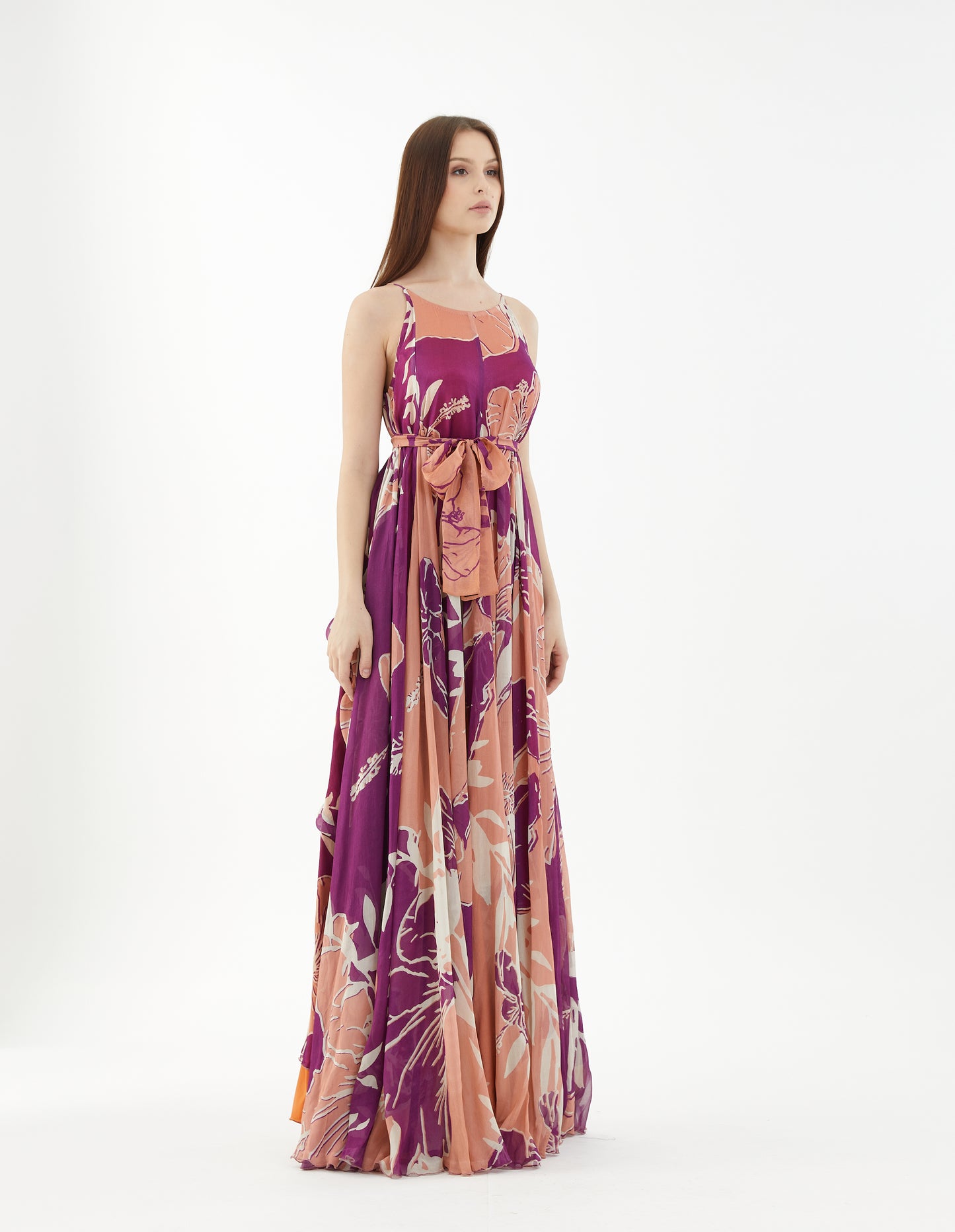 FLORAL SPAGHETTI LONG DRESS