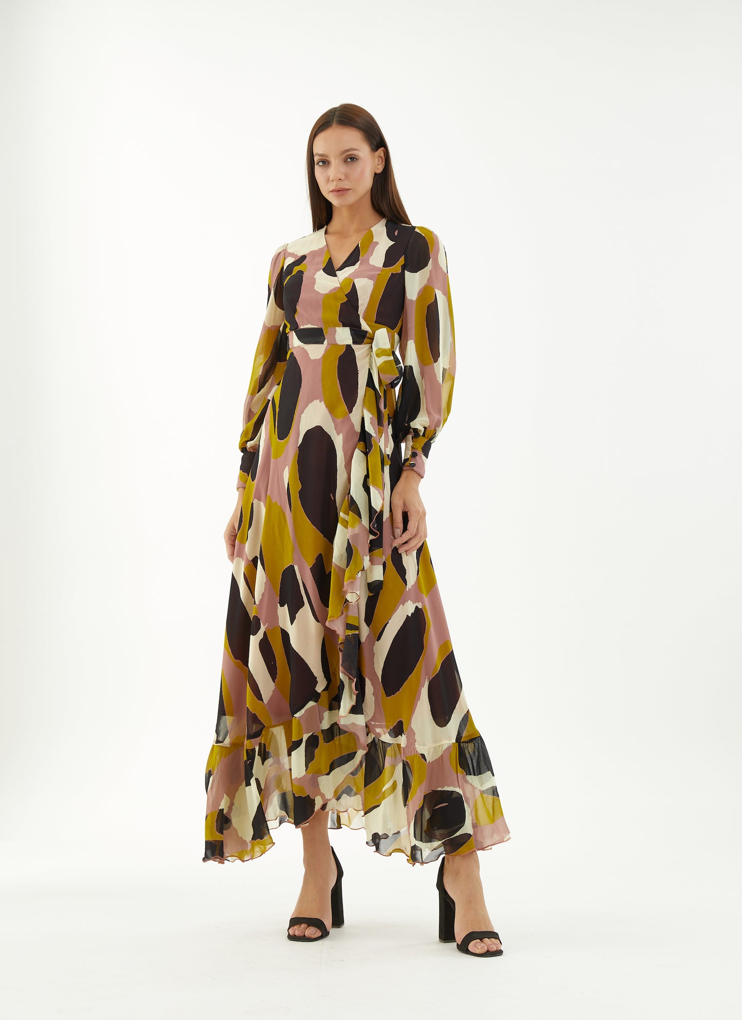 ABSTRACT WRAP DRESS