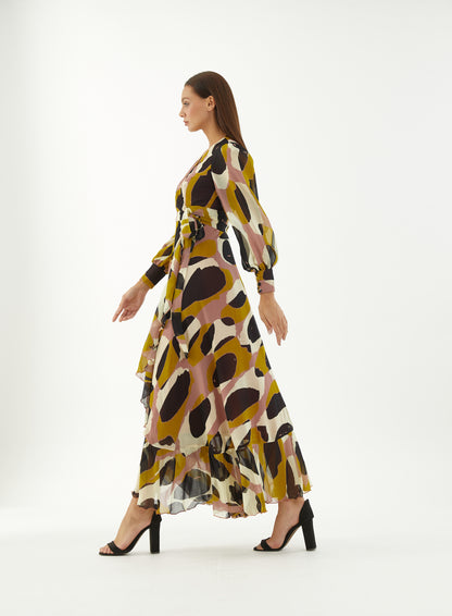 ABSTRACT WRAP DRESS