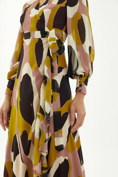 ABSTRACT WRAP DRESS