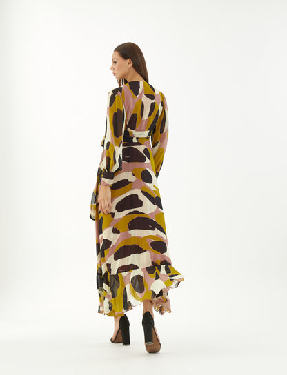 ABSTRACT WRAP DRESS