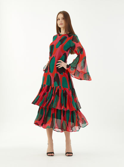 ABSTRACT FRILL DRESS