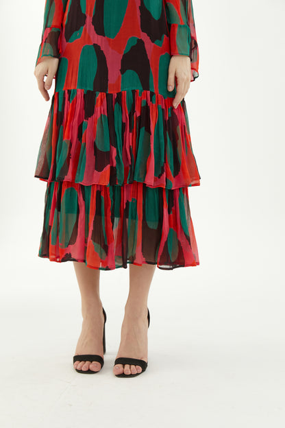 ABSTRACT FRILL DRESS