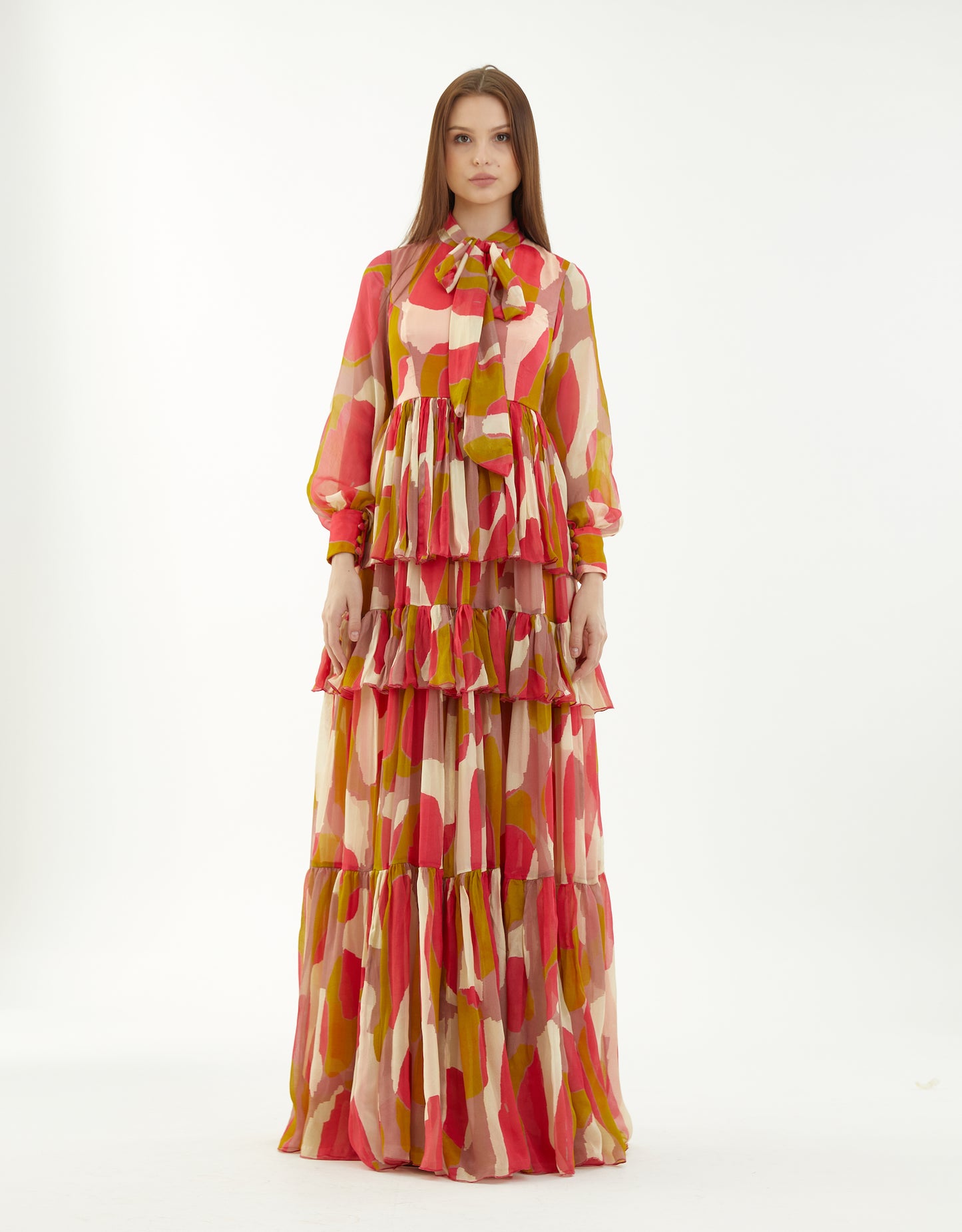 ABSTRACT FRILL DRESS