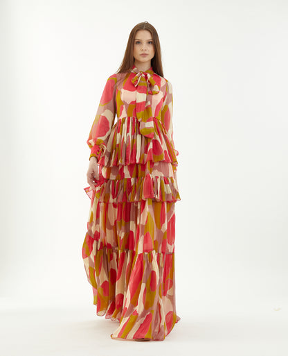 ABSTRACT FRILL DRESS