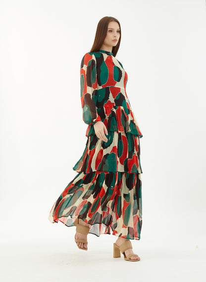 ABSTRACT FRILL DRESS