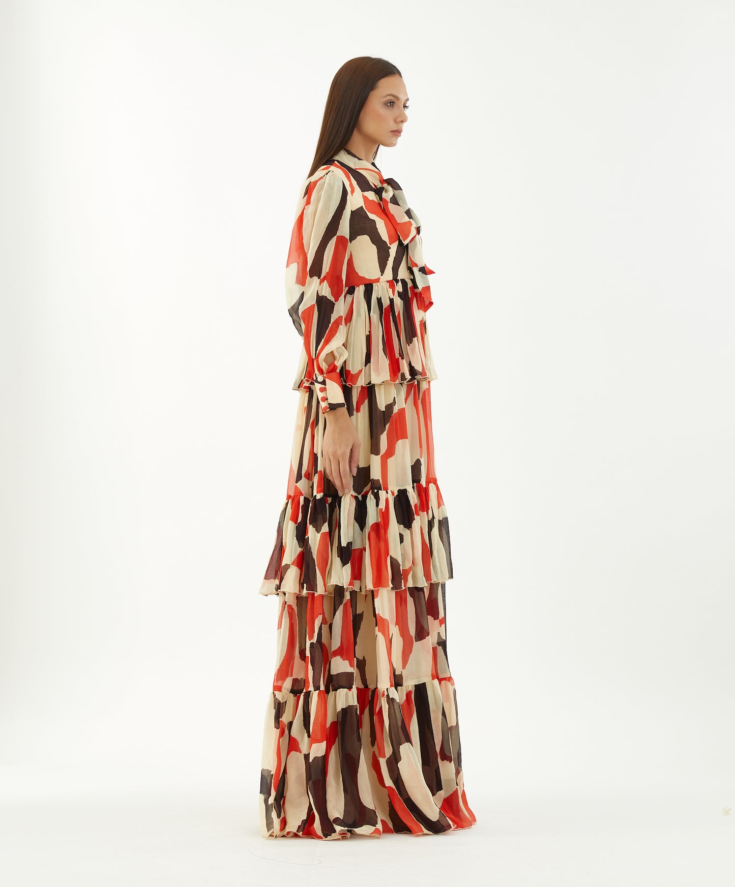 ABSTRACT FRILL DRESS