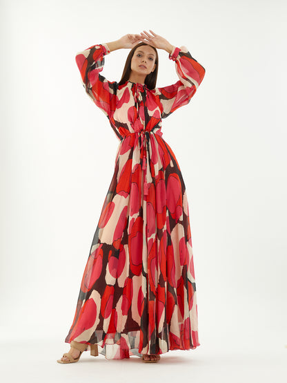 ABSTRACT LONG KAFTAN DRESS