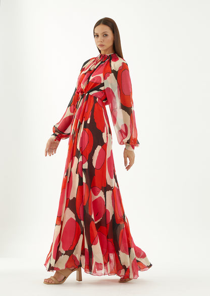 ABSTRACT LONG KAFTAN DRESS