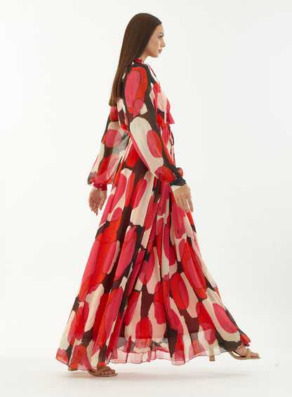 ABSTRACT LONG KAFTAN DRESS