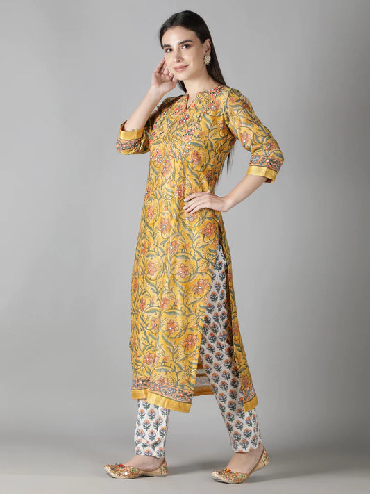 CORN YELLOW KURTA SET