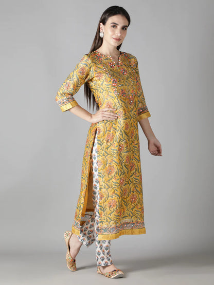 CORN YELLOW KURTA SET