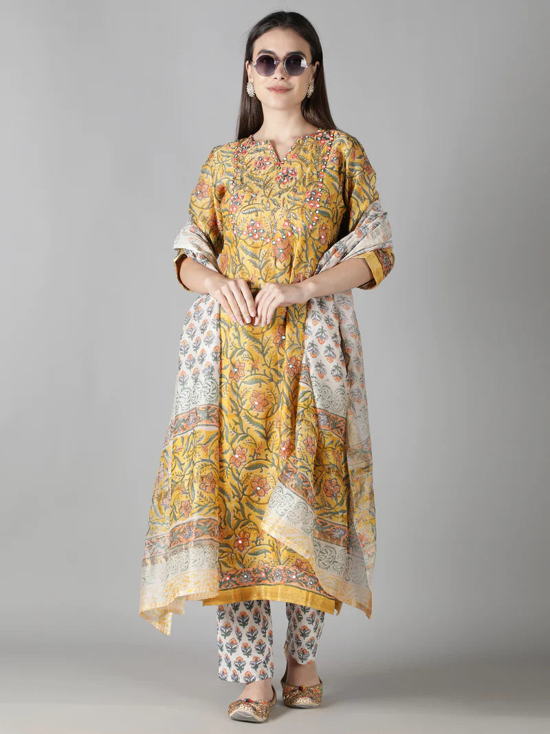 CORN YELLOW KURTA SET