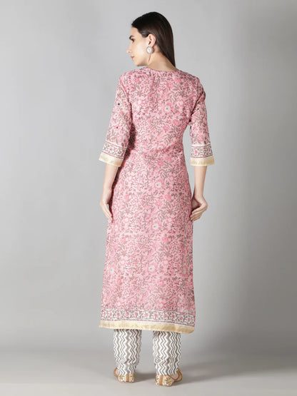 BLUSH PINK AND CLOUDY GREY KURTA SET