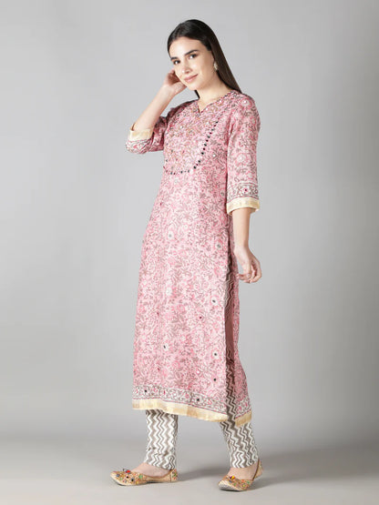 BLUSH PINK AND CLOUDY GREY KURTA SET