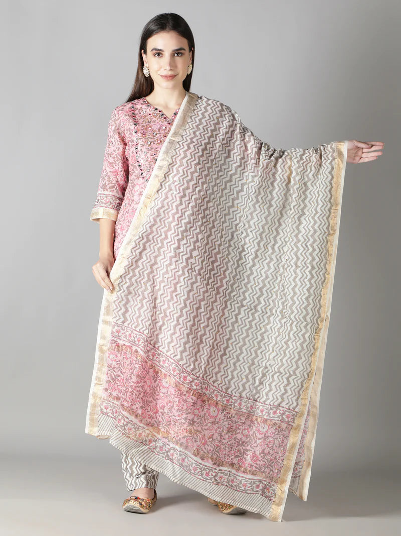 BLUSH PINK AND CLOUDY GREY KURTA SET