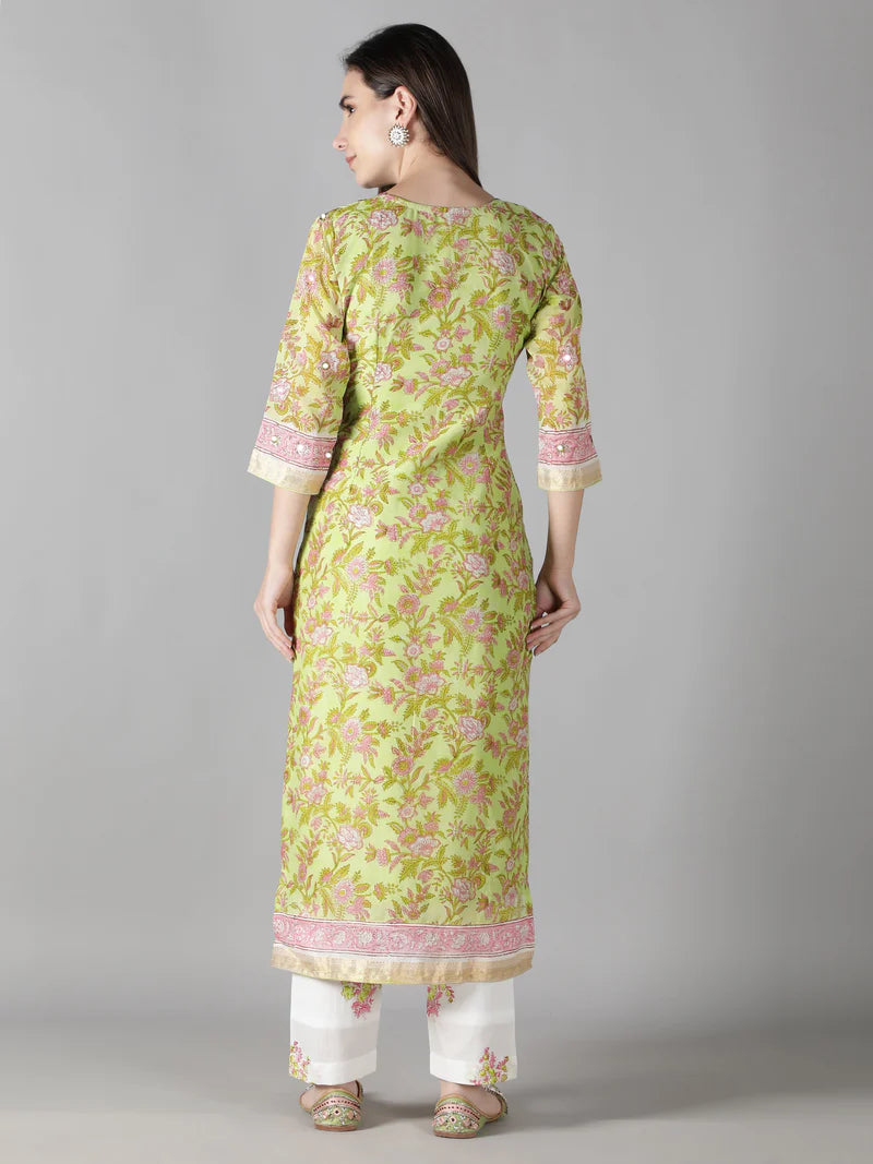 LIME GREEN KURTA SET