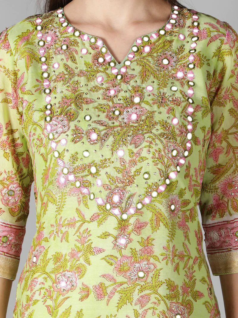 LIME GREEN KURTA SET