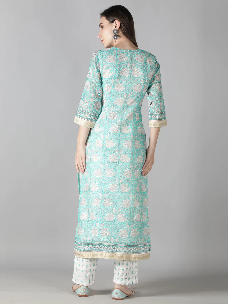 AQUA BLUE KURTA SET