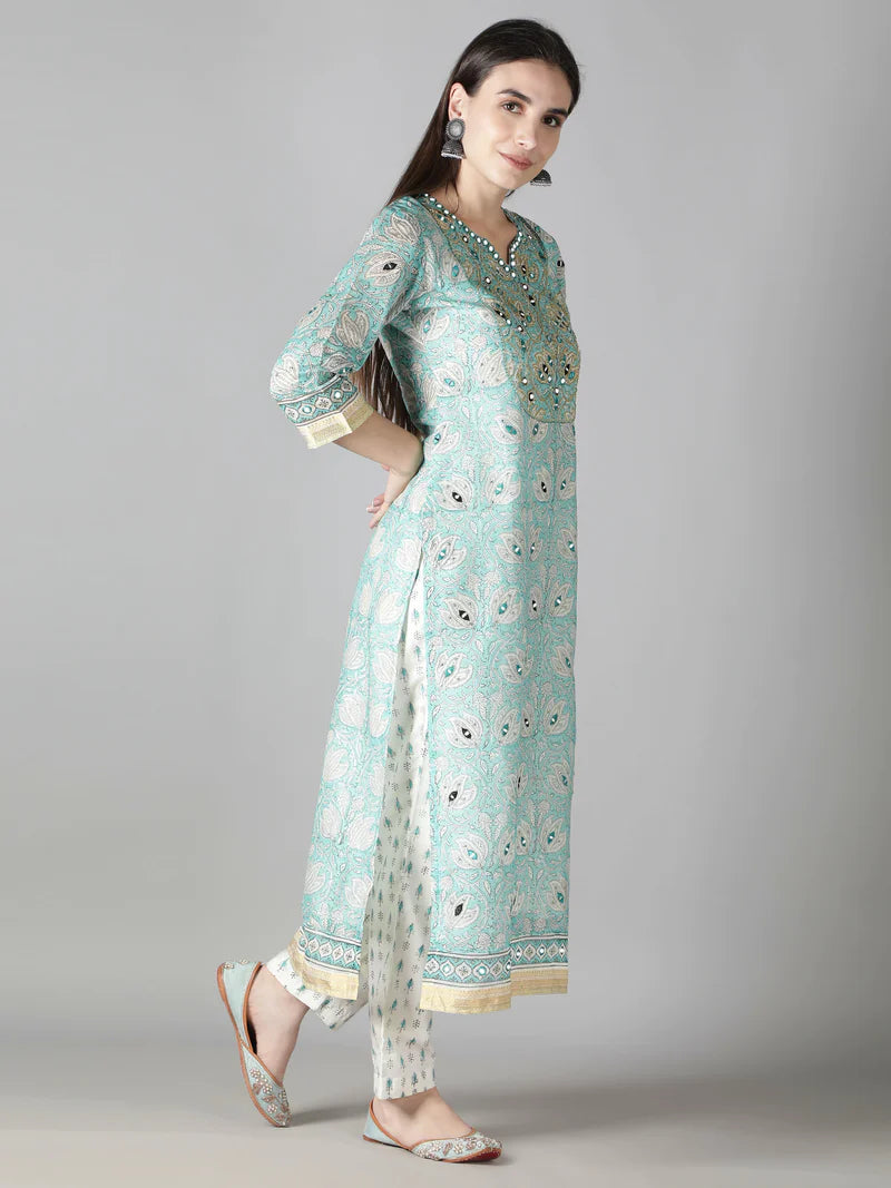 AQUA BLUE KURTA SET