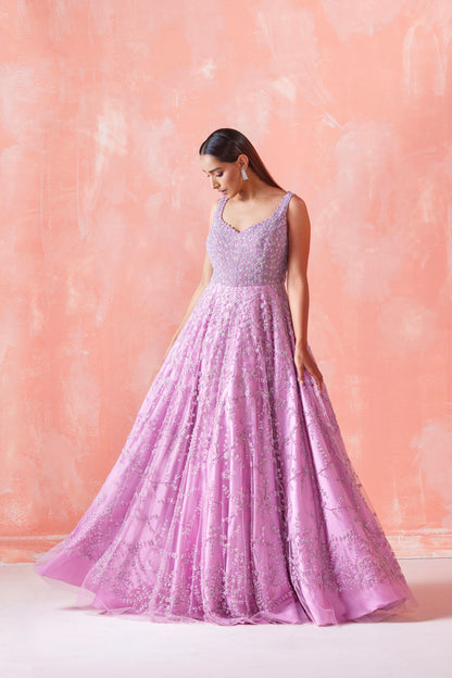 PASTEL PINK EMBROIDERED GOWN