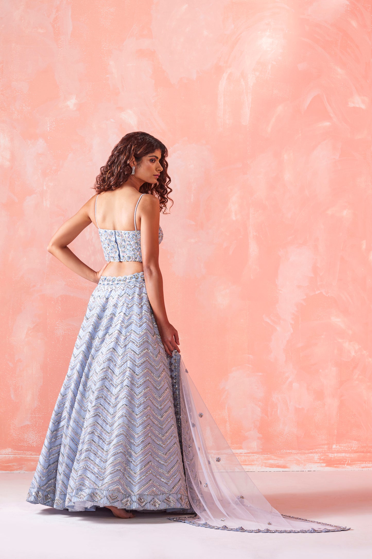 SKY BLUE EMBROIDERED LEHENGA SET