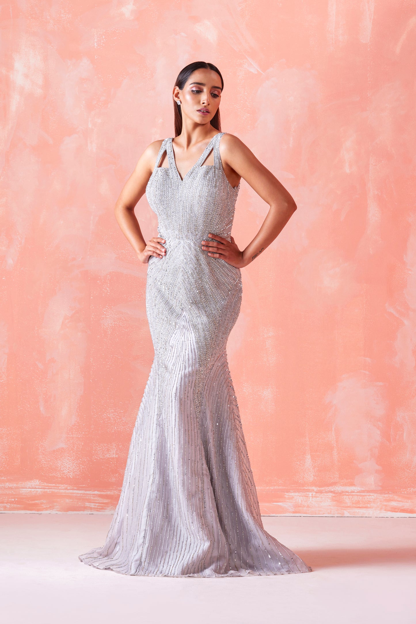 SILVER EMBROIDERED GOWN