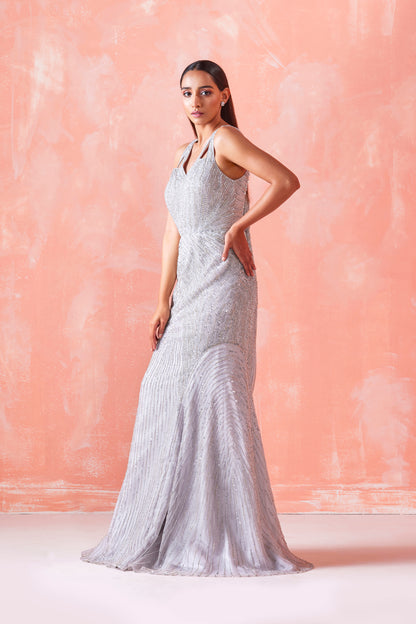 SILVER EMBROIDERED GOWN