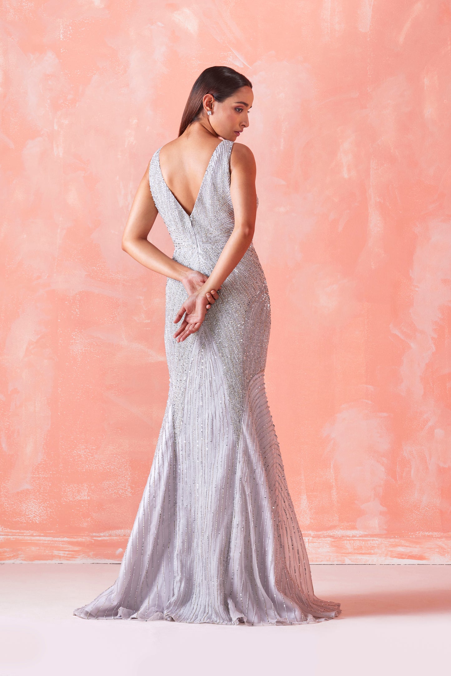 SILVER EMBROIDERED GOWN