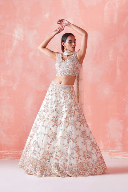 IVORY EMBROIDERED LEHENGA SET