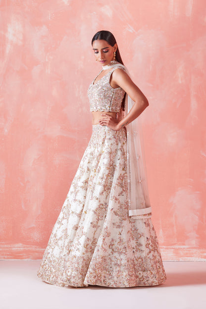 IVORY EMBROIDERED LEHENGA SET