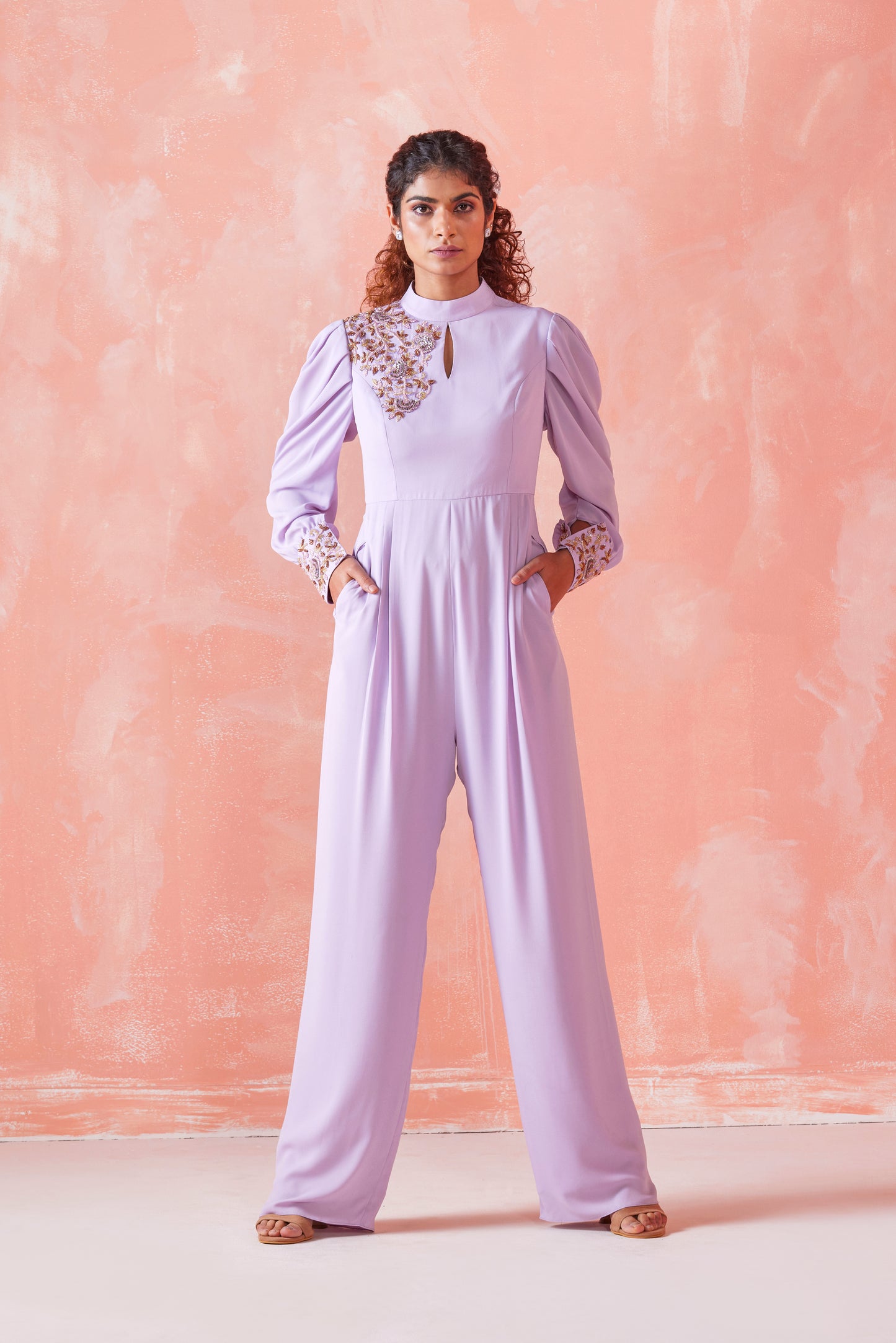 LILAC EMBROIDERED JUMPSUIT