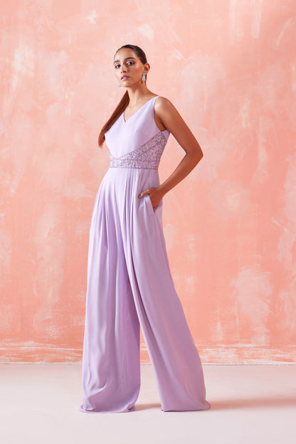 LILAC EMBROIDERED JUMPSUIT