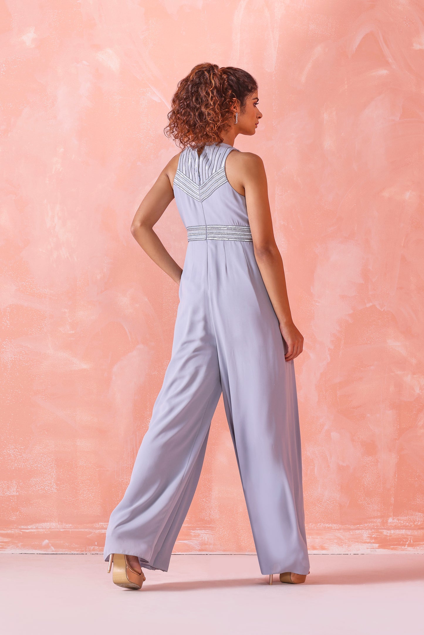 GREY EMBROIDERED JUMPSUIT