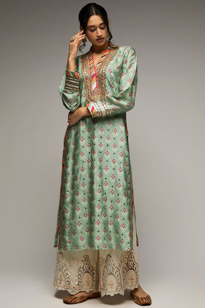 TILLA V-NECK KURTA PALLAZO WITH DUPATTA