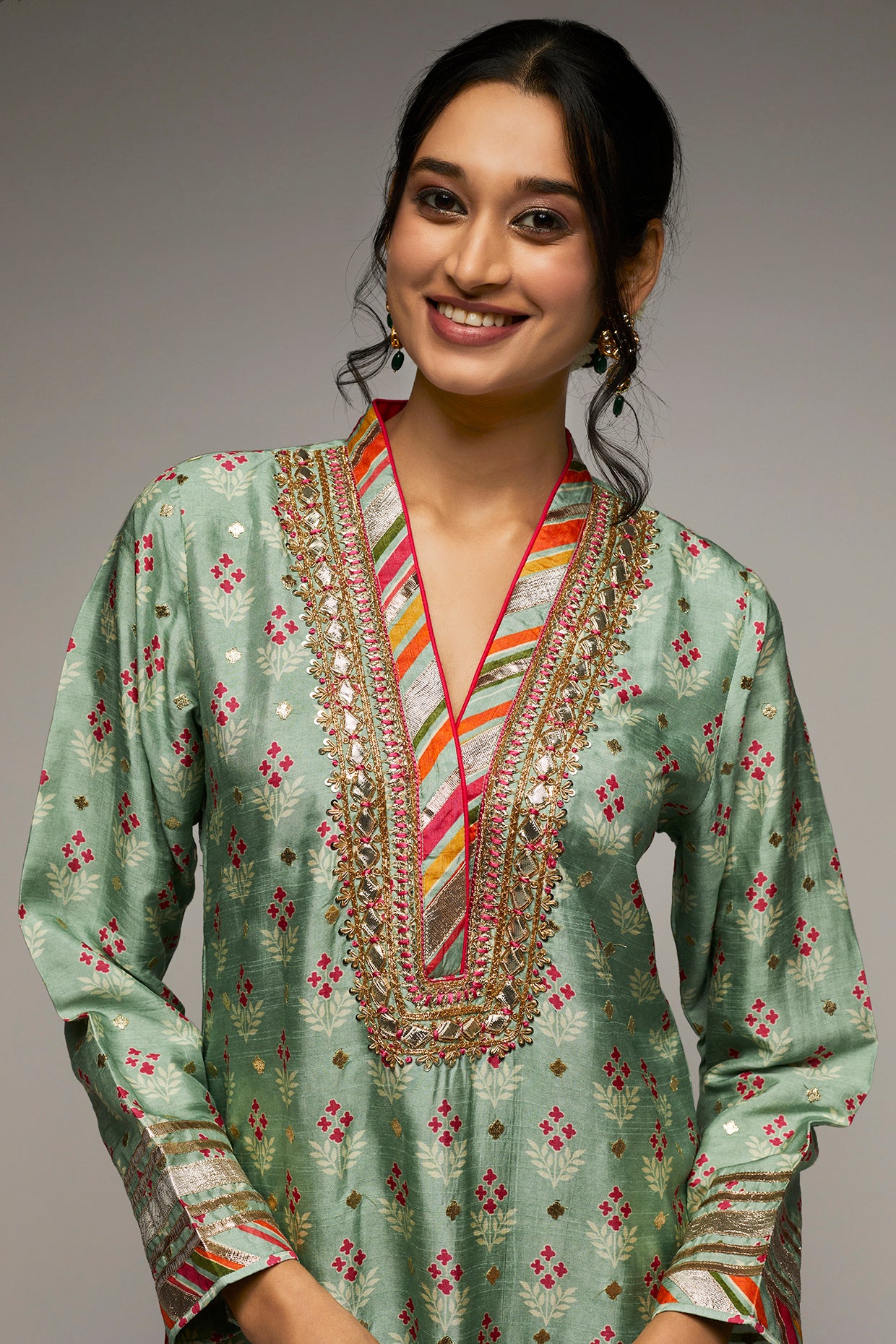 TILLA V-NECK KURTA PALLAZO WITH DUPATTA