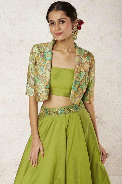 TUSSAR SILK JACKET WITH TAFFETA SILK SKIRT