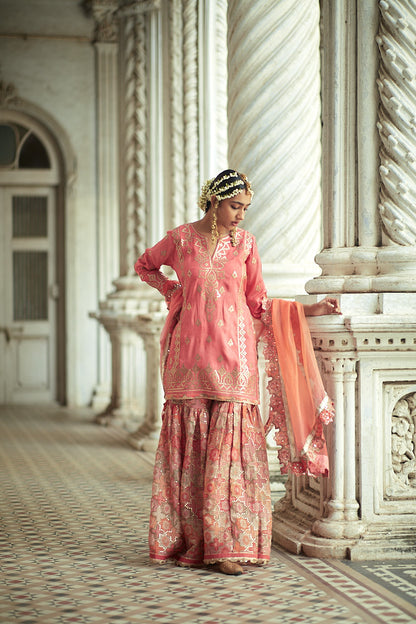 ORANGE SHARARA SET