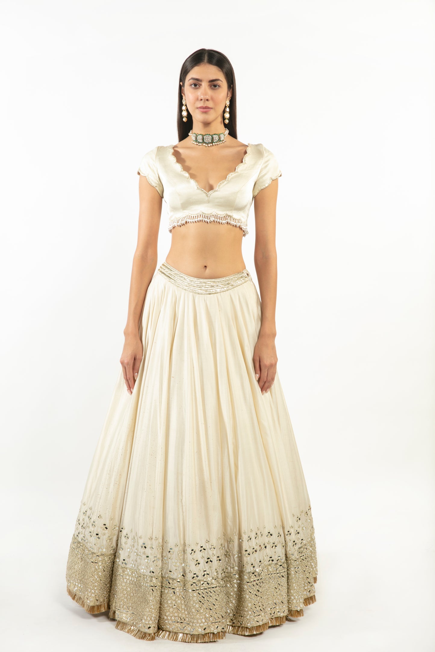 IVORY EMBELLISHED LEHENGA SET