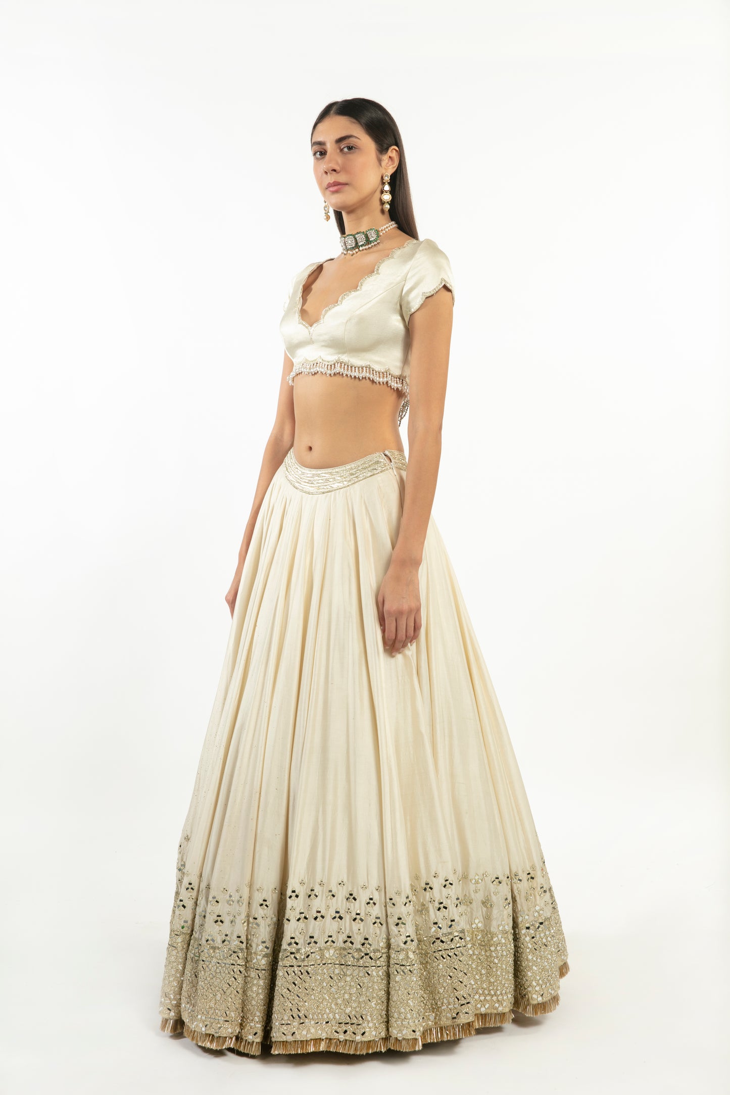 IVORY EMBELLISHED LEHENGA SET